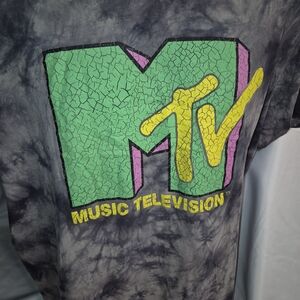 MTV Tie-Dye Short Sleeve Tee - Gray and Green
